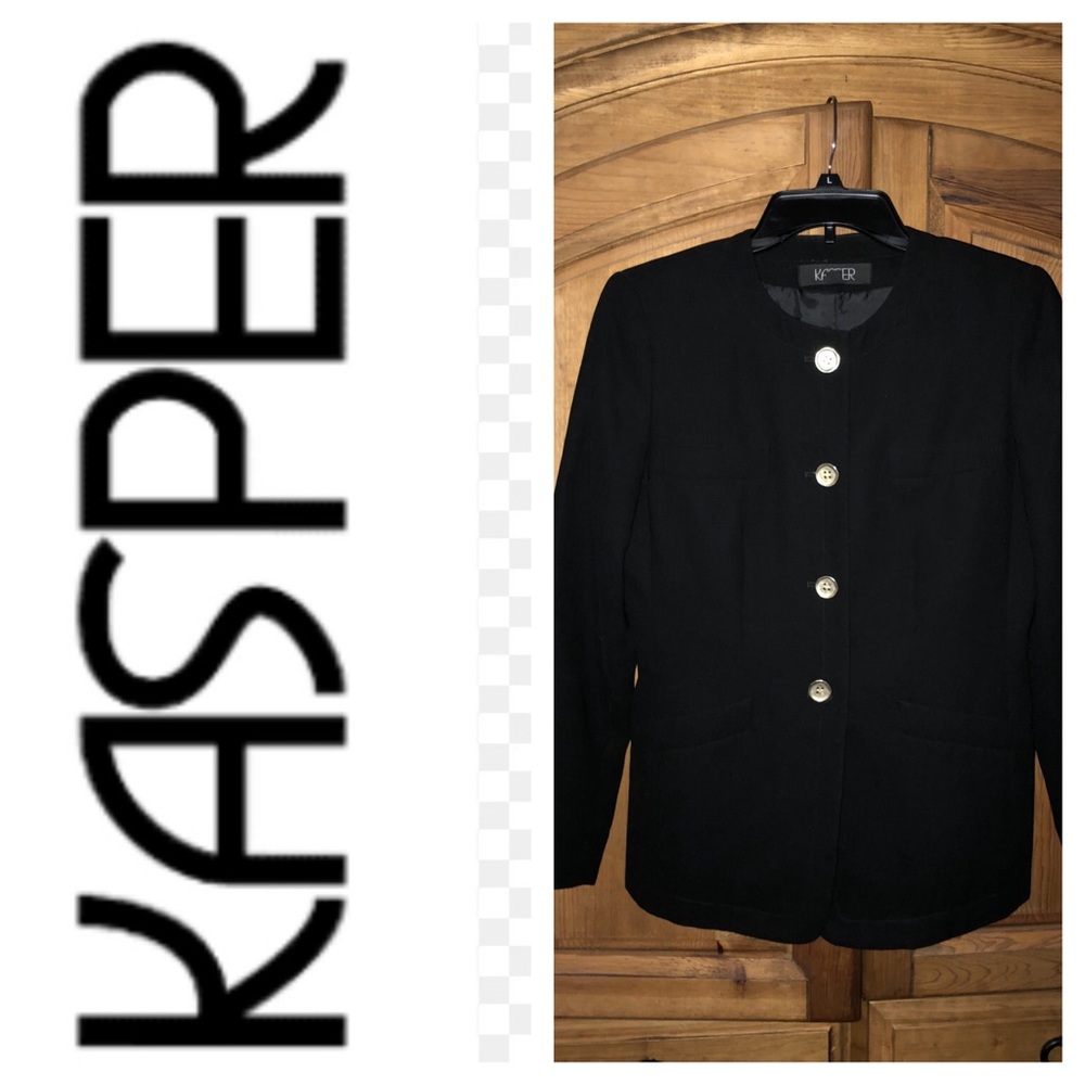 Kasper Women’s 4-Button Round collar black jacket